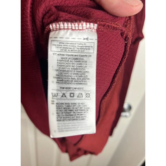 Adidas Men's Logo Hoodie Sweatshirt Burgundy/Brown ~ Size XL - Picture 5 of 5